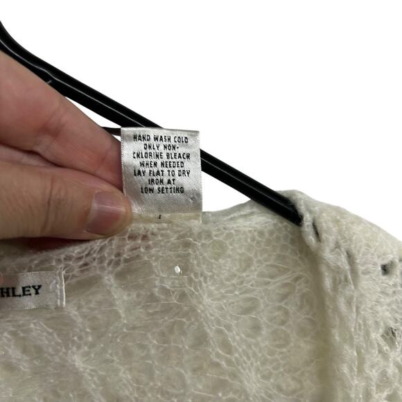 Romantic Lace Open Knit Cardigan Laura Ashley Beaded Ivory Medium - Picture 7 of 7